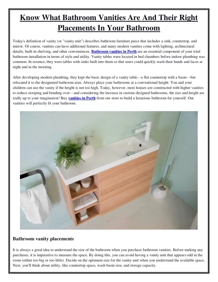 know what bathroom vanities are and their right
