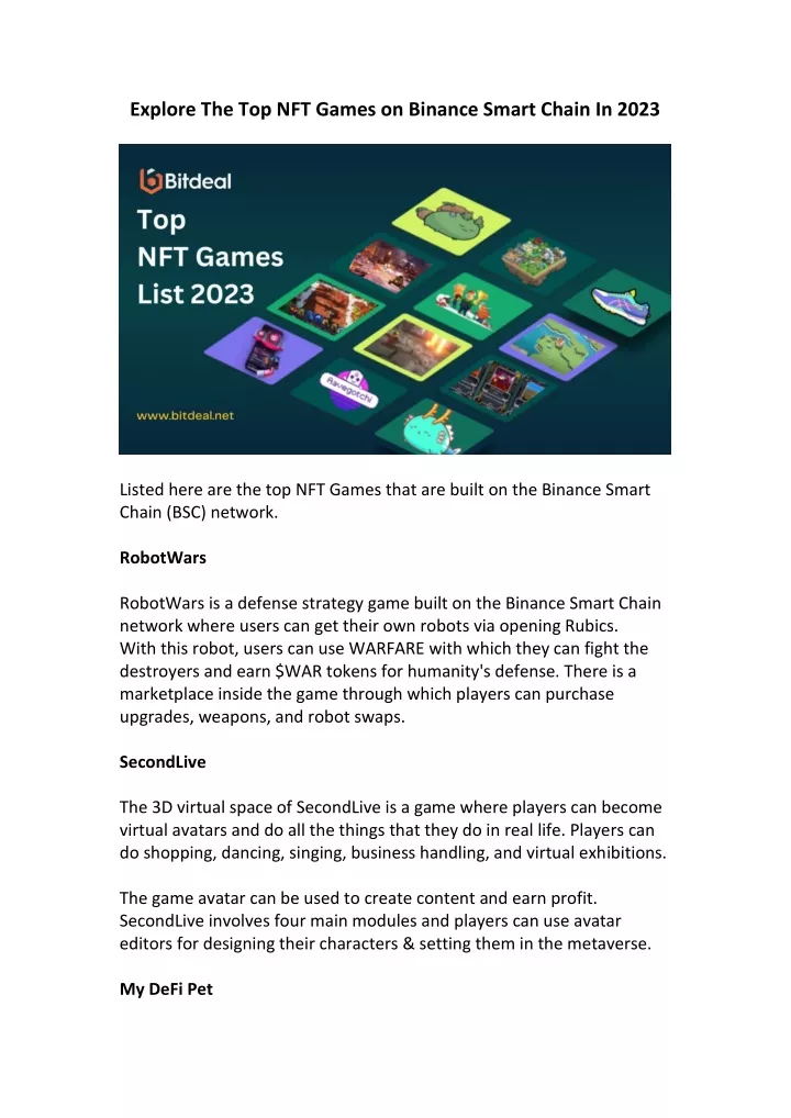 explore the top nft games on binance smart chain