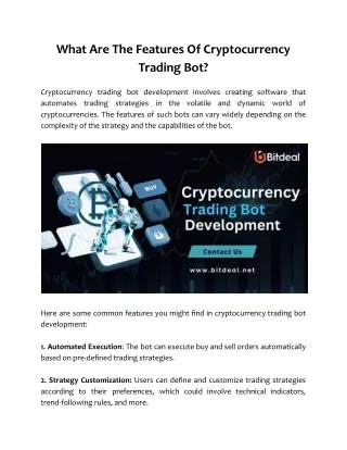 what are the features of cryptocurrency trading