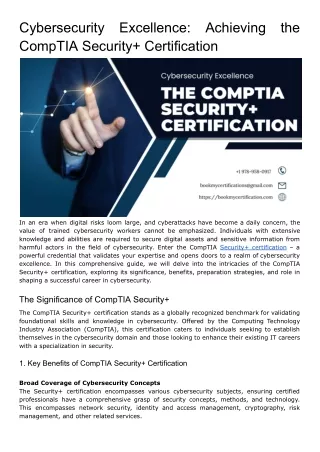 Cybersecurity Excellence: Achieving the CompTIA Security  Certification