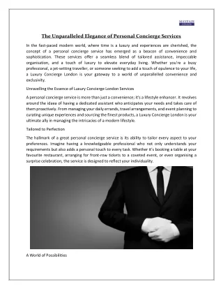 The Unparalleled Elegance of Personal Concierge Services