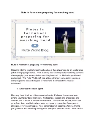 Flute in Formation: preparing for marching band