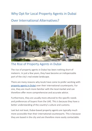 Why Opt for Local Property Agents in Dubai Over International Alternatives