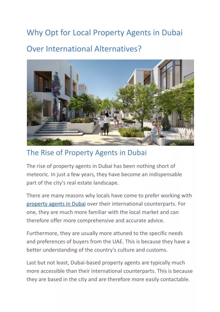 why opt for local property agents in dubai