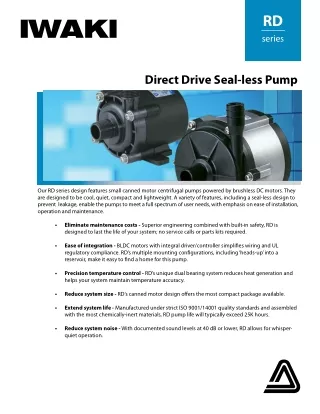 RD Series Direct Drive Seal-less Pump Brochure