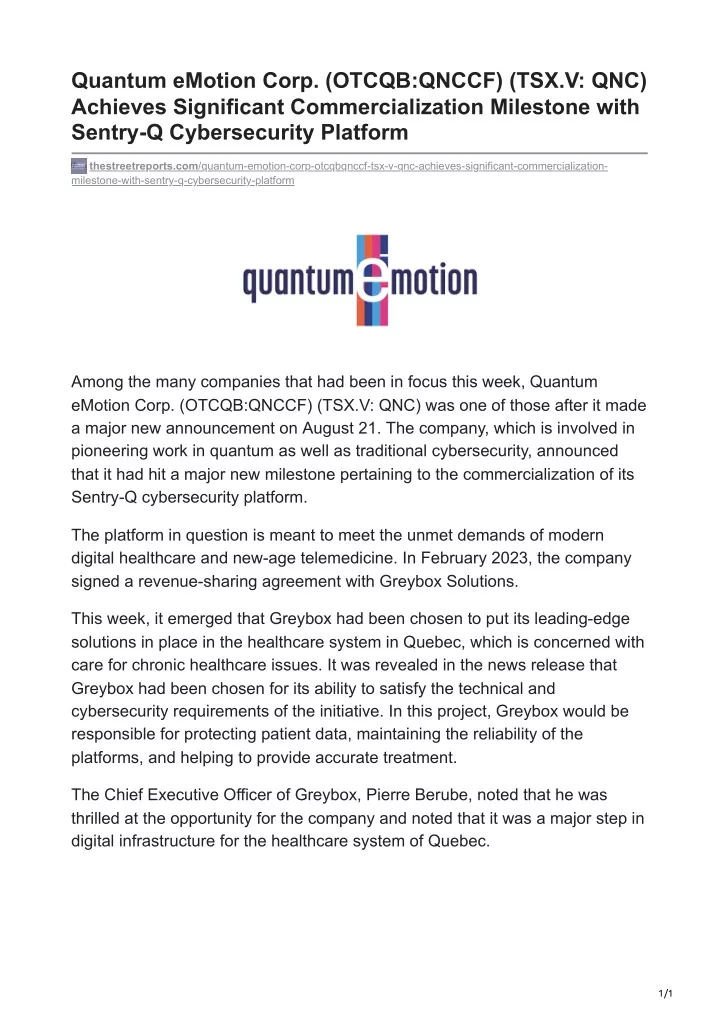 quantum emotion corp otcqb qnccf