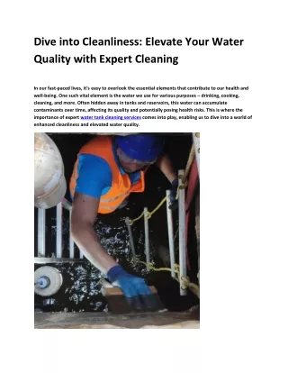 Dive into Cleanliness Elevate Your Water Quality with Expert Cleaning