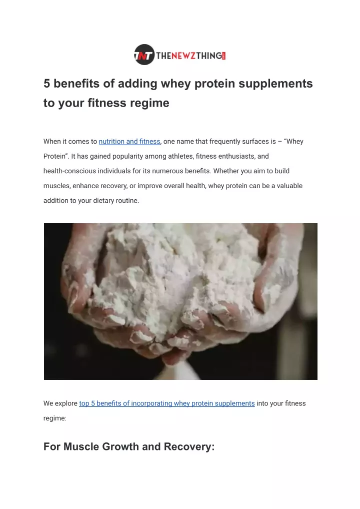 Ppt 5 Benefits Of Adding Whey Protein Supplements To Your Fitness Regime Powerpoint 6497