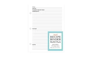 PDF read online Small Recipe Binder Refill Pack 25 Sheets full