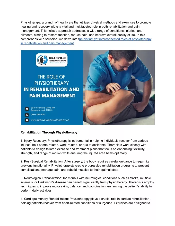 physiotherapy a branch of healthcare that