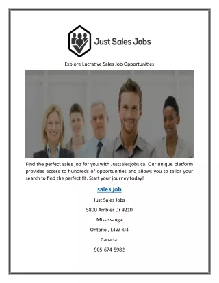 Explore Lucrative Sales Job Opportunities