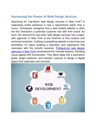 Harnessing the Power of Web Design Services