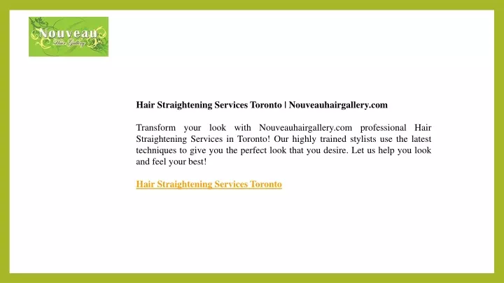 hair straightening services toronto