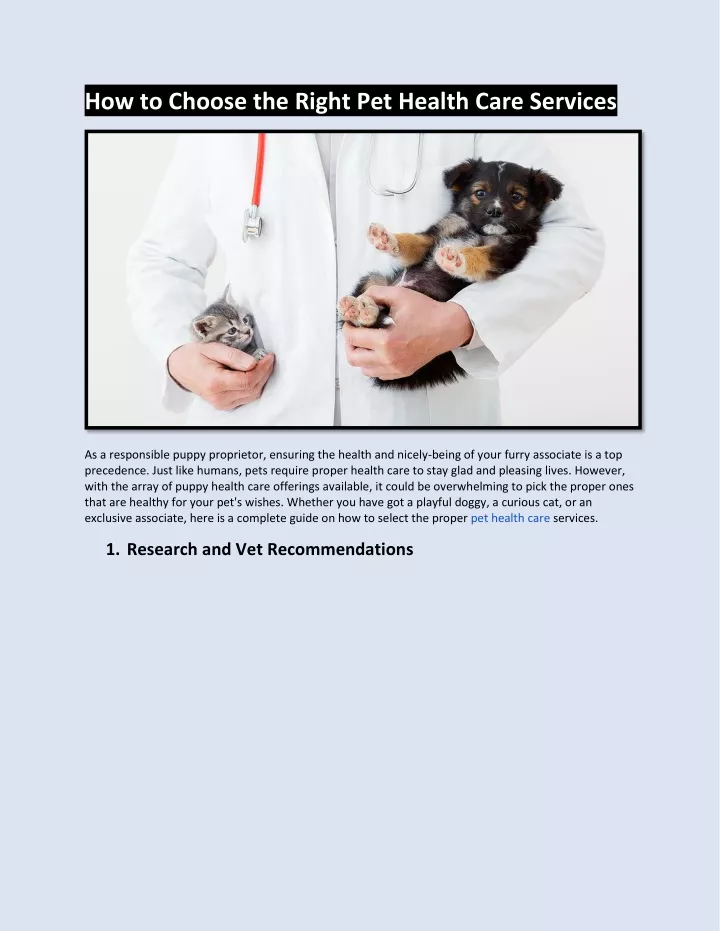 how to choose the right pet health care services