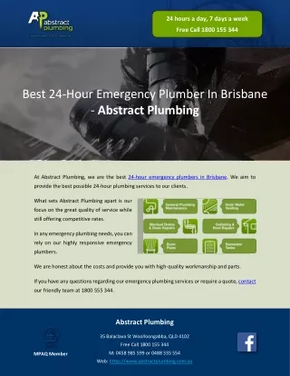 Best 24-Hour Emergency Plumber In Brisbane - Abstract Plumbing