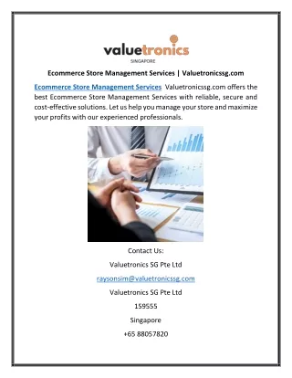 Ecommerce Store Management Services | Valuetronicssg.com