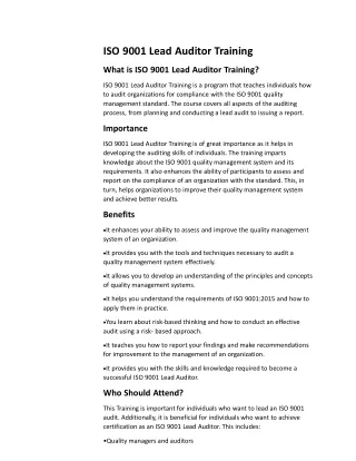 ISO 9001 Lead Auditor Training(kuwait)
