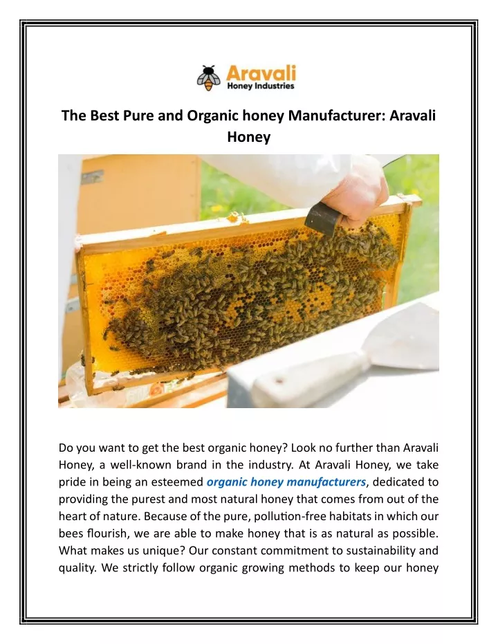 the best pure and organic honey manufacturer