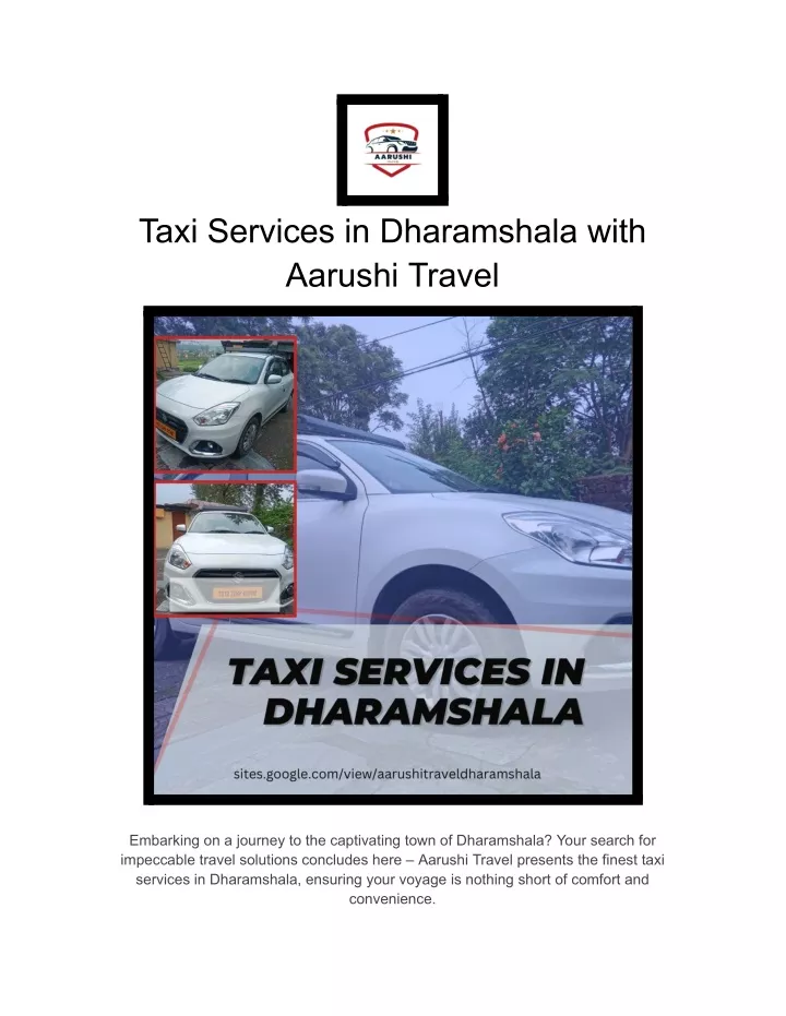 taxi services in dharamshala with aarushi travel