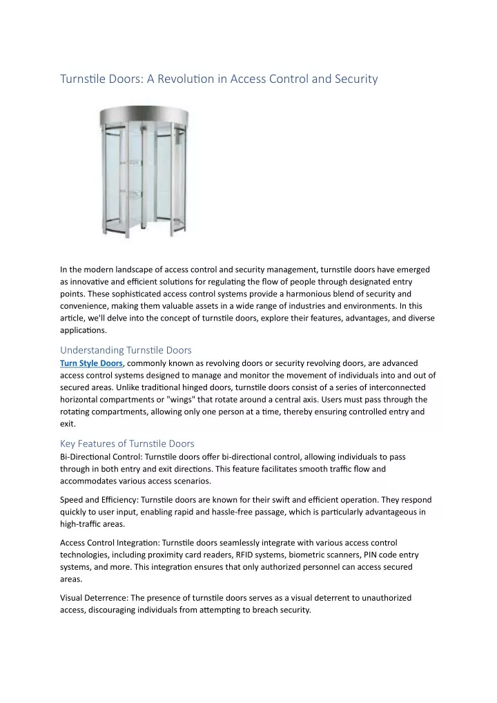 turnstile doors a revolution in access control