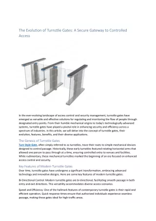 The Evolution of Turnstile Gates: A Secure Gateway to Controlled Access