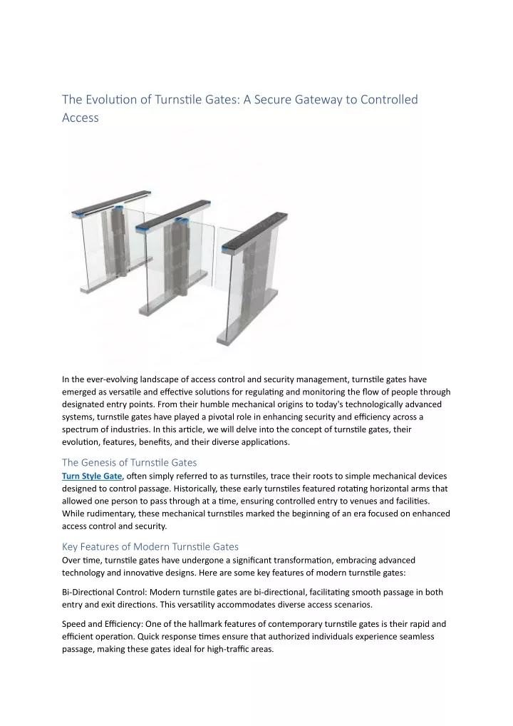 the evolution of turnstile gates a secure gateway