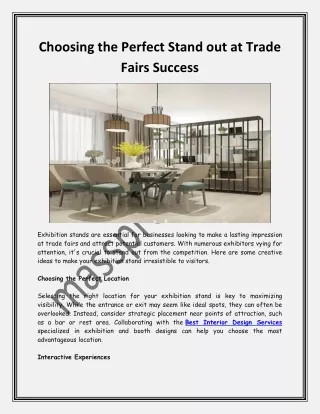 Choosing the Perfect Stand out at Trade Fairs Success