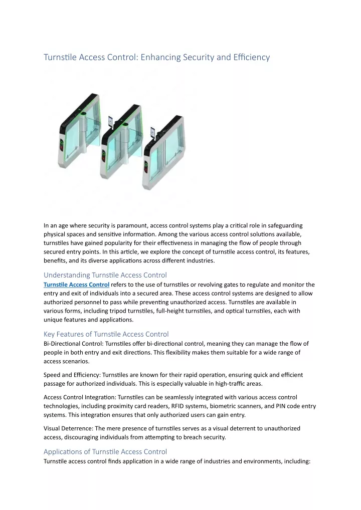 turnstile access control enhancing security