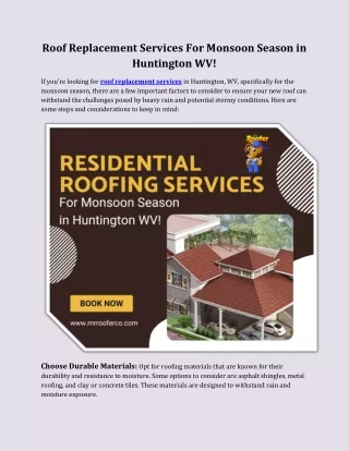 Roof Replacement Services For Monsoon Season in Huntington WV!