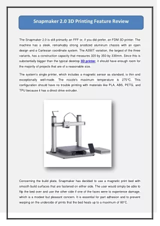 snapmaker 2 0 3d printing feature review
