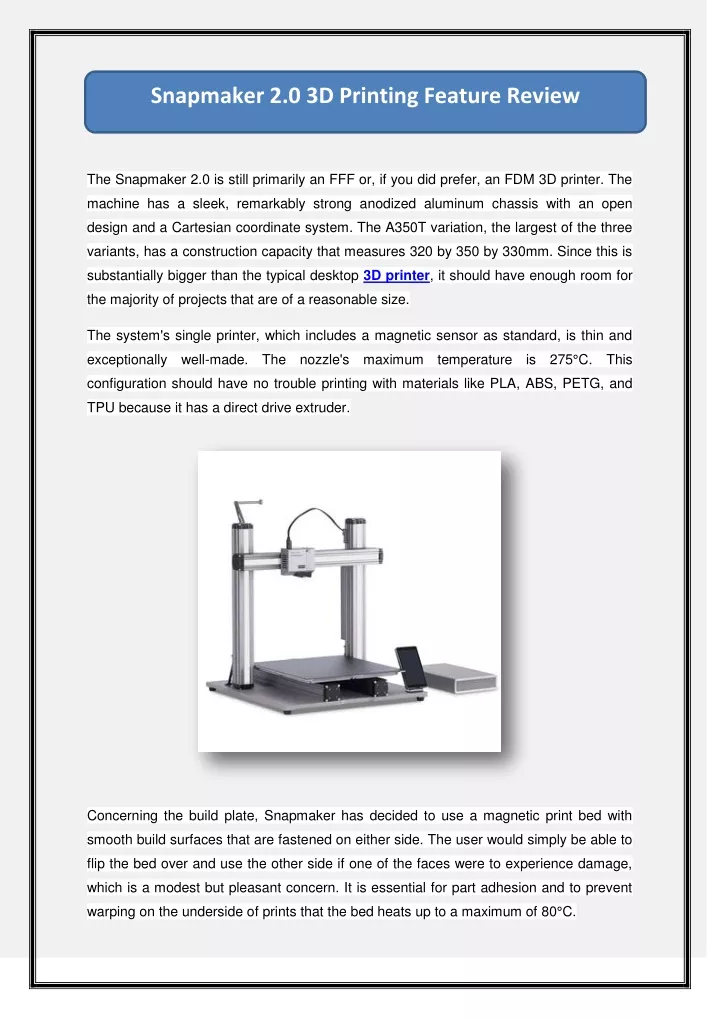 snapmaker 2 0 3d printing feature review