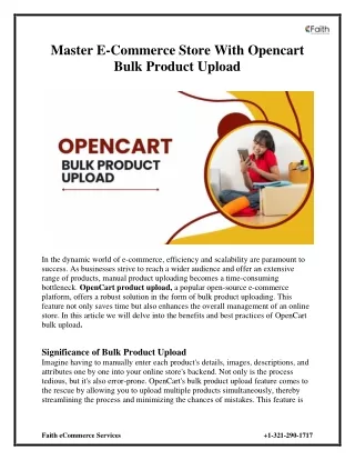 Master E-Commerce Store With Opencart Bulk Product Upload