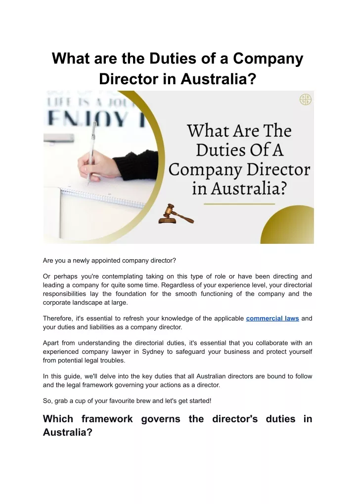 what are the duties of a company director