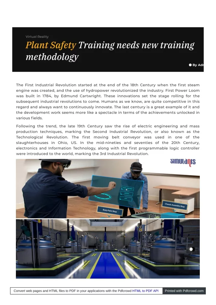 virtual reality plant safety training needs