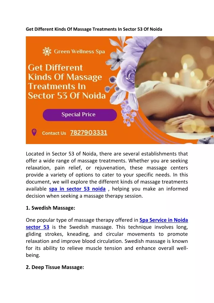 get different kinds of massage treatments