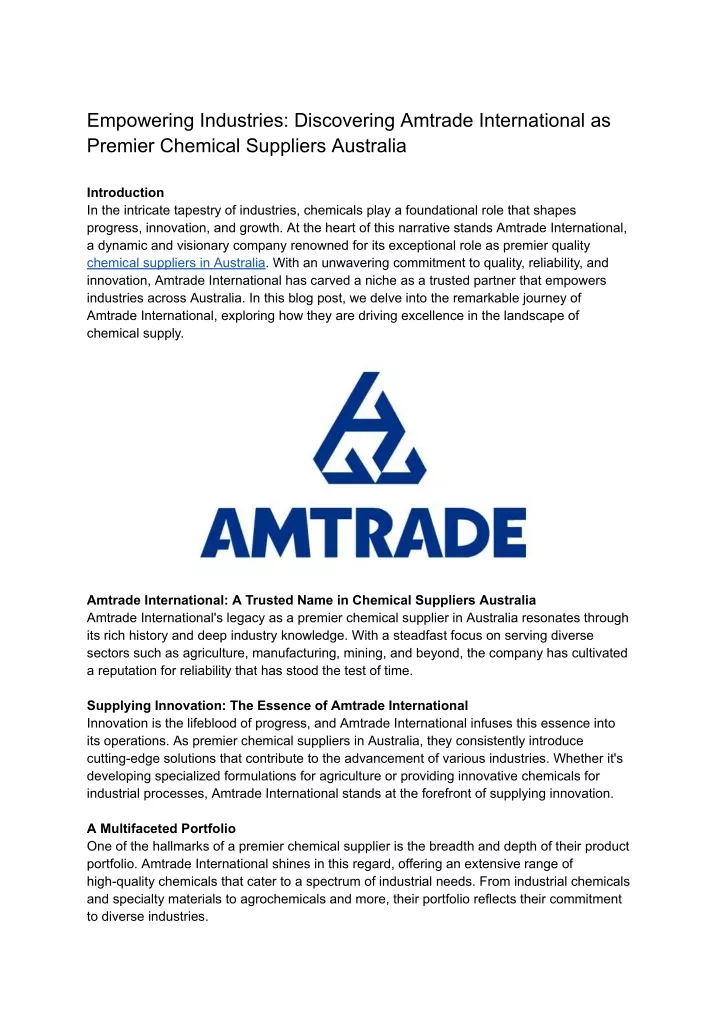 empowering industries discovering amtrade