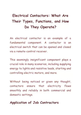 Electrical Contactors What Are Their Types, Functions, and How Do They Operate-southern controls