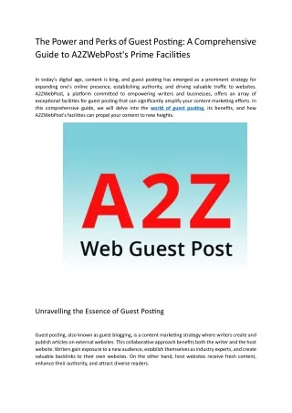 The Power and Perks of Guest Posting: A Comprehensive Guide to A2ZWebPost's Prim