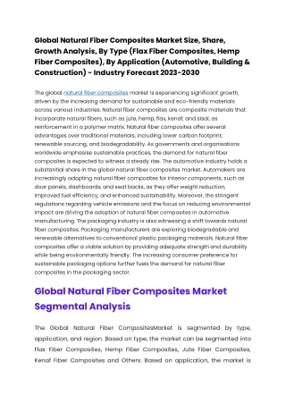 Global Natural Fiber Composites Market Size