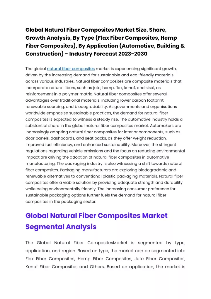 global natural fiber composites market size share