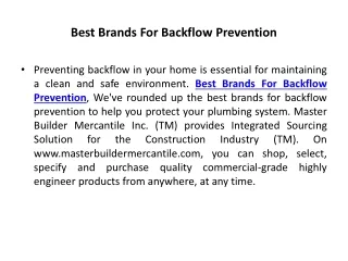 Best Brands For Backflow Prevention