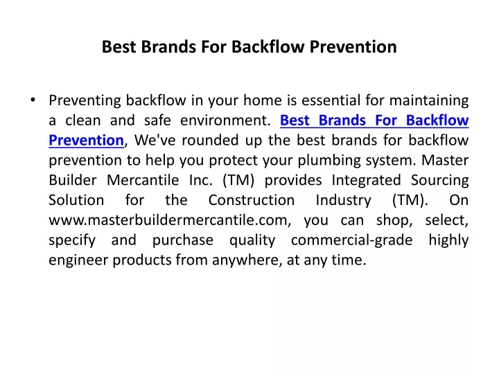 best brands for backflow prevention