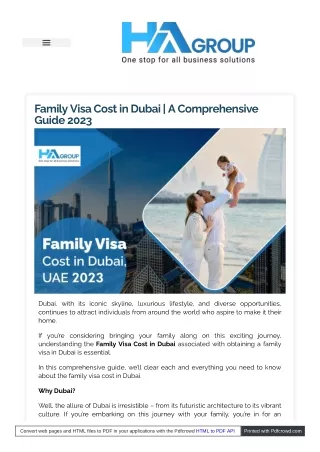 Family Visa Cost in Dubai by HA Group