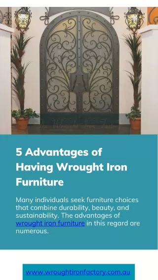 5 Advantages of Having Wrought Iron Furniture