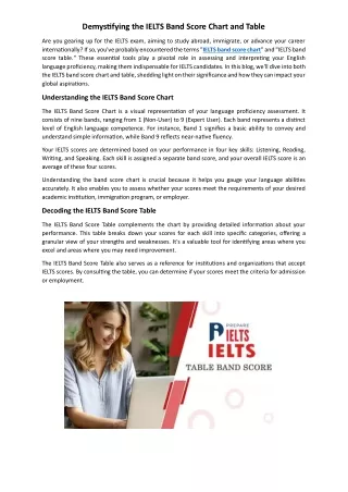 Demystifying the IELTS Band Score Chart and Table