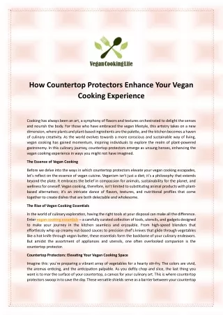 How Countertop Protectors Enhance Your Vegan Cooking Experience