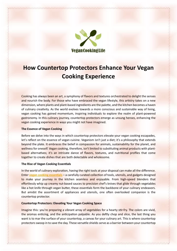 how countertop protectors enhance your vegan