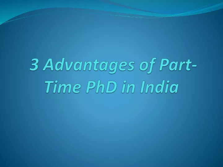 part time phd economics india