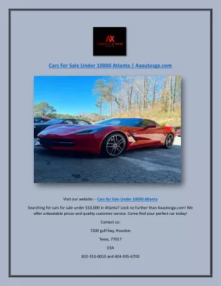 Cars For Sale Under 10000 Atlanta | Axautosga.com