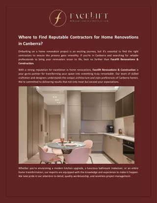 Where to Find Reputable Contractors for Home Renovations in Canberra
